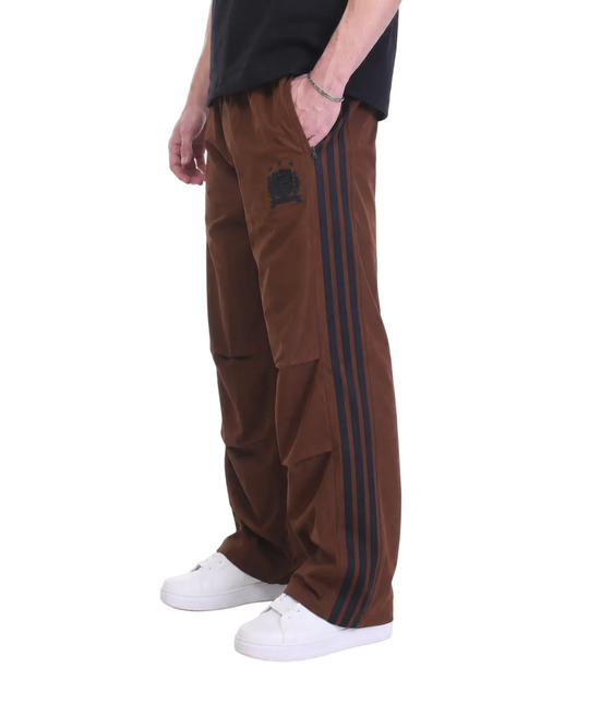 Brown Sport Stripe Relaxed Pants
