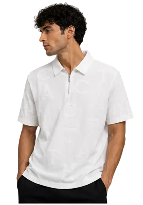 Monogram Half Zip Oversized Polo T-Shirt