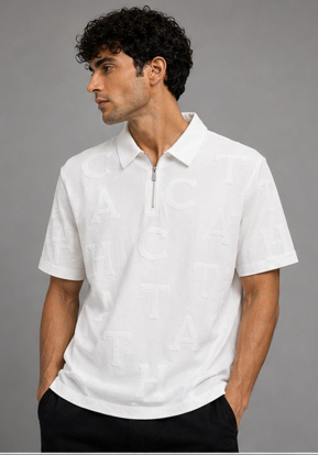Monogram Half Zip Oversized Polo T-Shirt