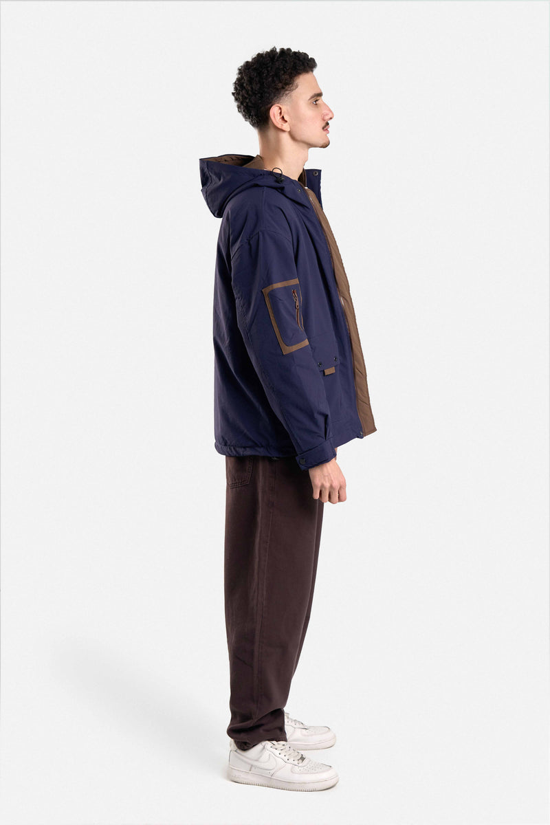 JACKET WITH ZIPPER AND HOOD-Blue