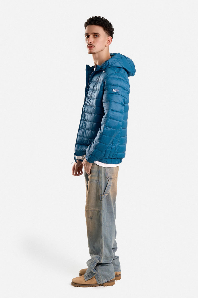PUFFER JACKET WITH HOOD POCKETS AND ZIPPER