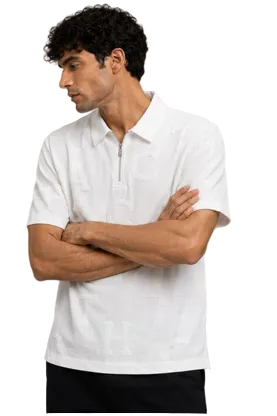 Monogram Half Zip Oversized Polo T-Shirt
