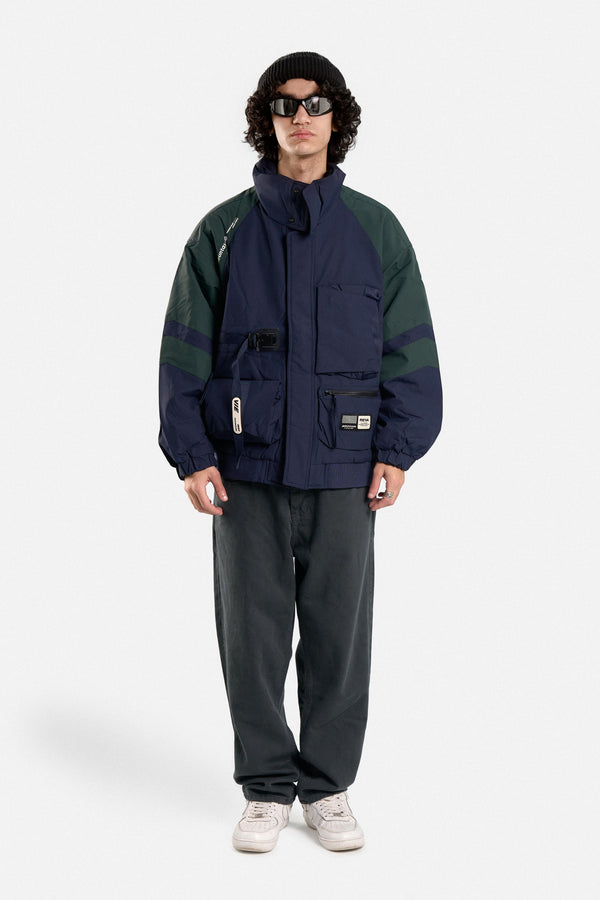 PUFFER JACKET WITH HOOD POCKETS AND ZIPPER