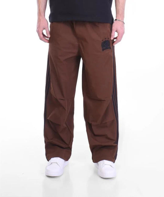 Brown Sport Stripe Relaxed Pants