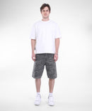 Textured Cargo Denim Shorts