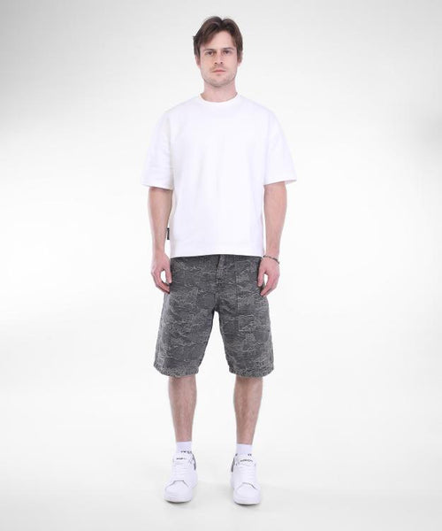 Textured Cargo Denim Shorts