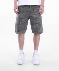 Textured Cargo Denim Shorts