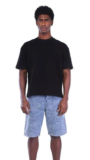 Textured Cargo Denim Shorts