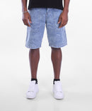 Textured Cargo Denim Shorts