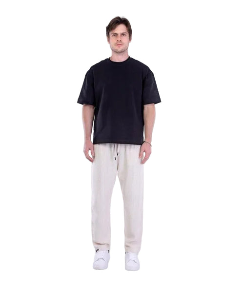 Textured Relaxed Fit Drawstring Pants