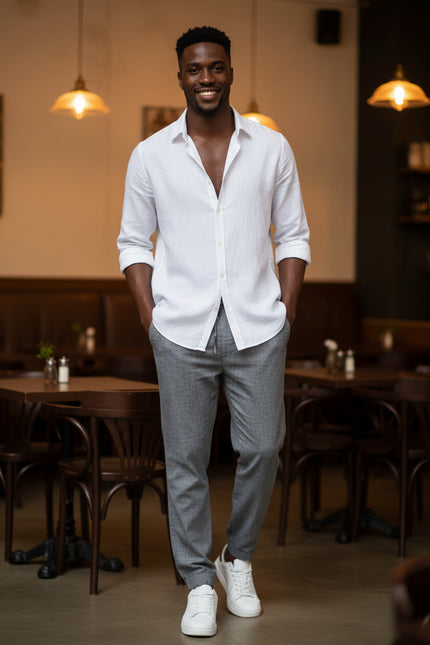 Minimal Slim Fit Textured Linen