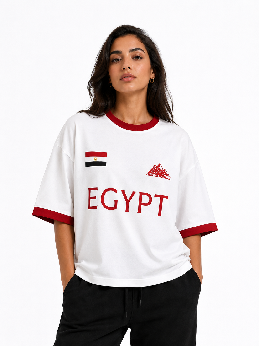 Egypt White with Red Contrast Trim