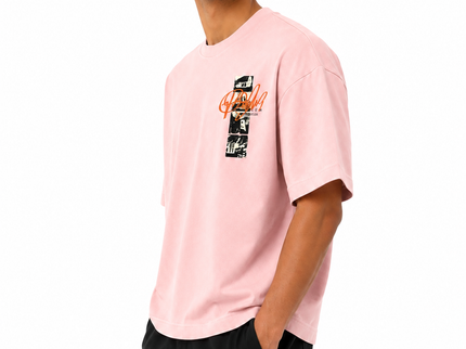 Urban Sketch Box Fit T-Shirt  Pink