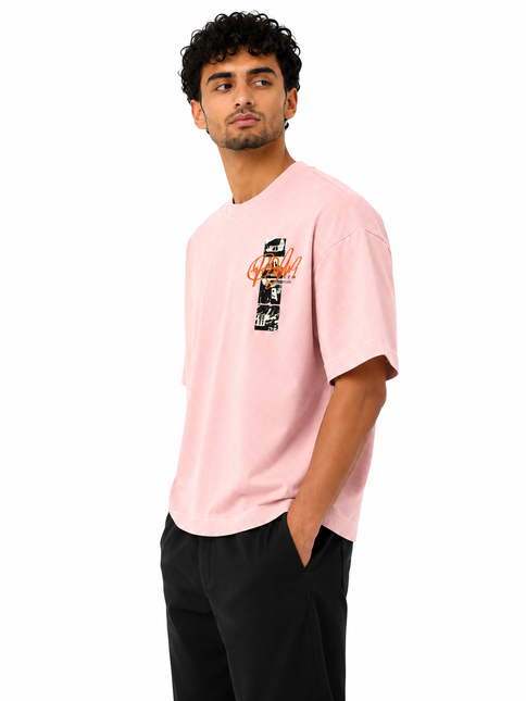 Urban Sketch Box Fit T-Shirt  Pink