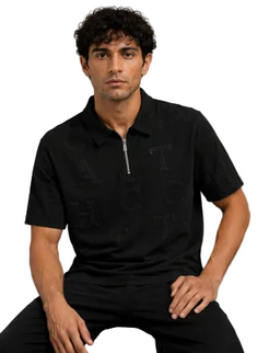 Monogram Half Zip Oversized Polo T-Shirt