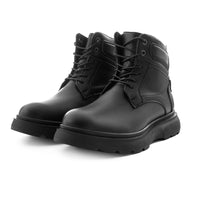 Black Chunky Lace-Up Ankle Boots - Black
