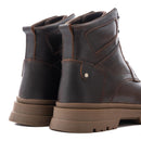 Black Chunky Lace-Up Ankle Boots - Brown