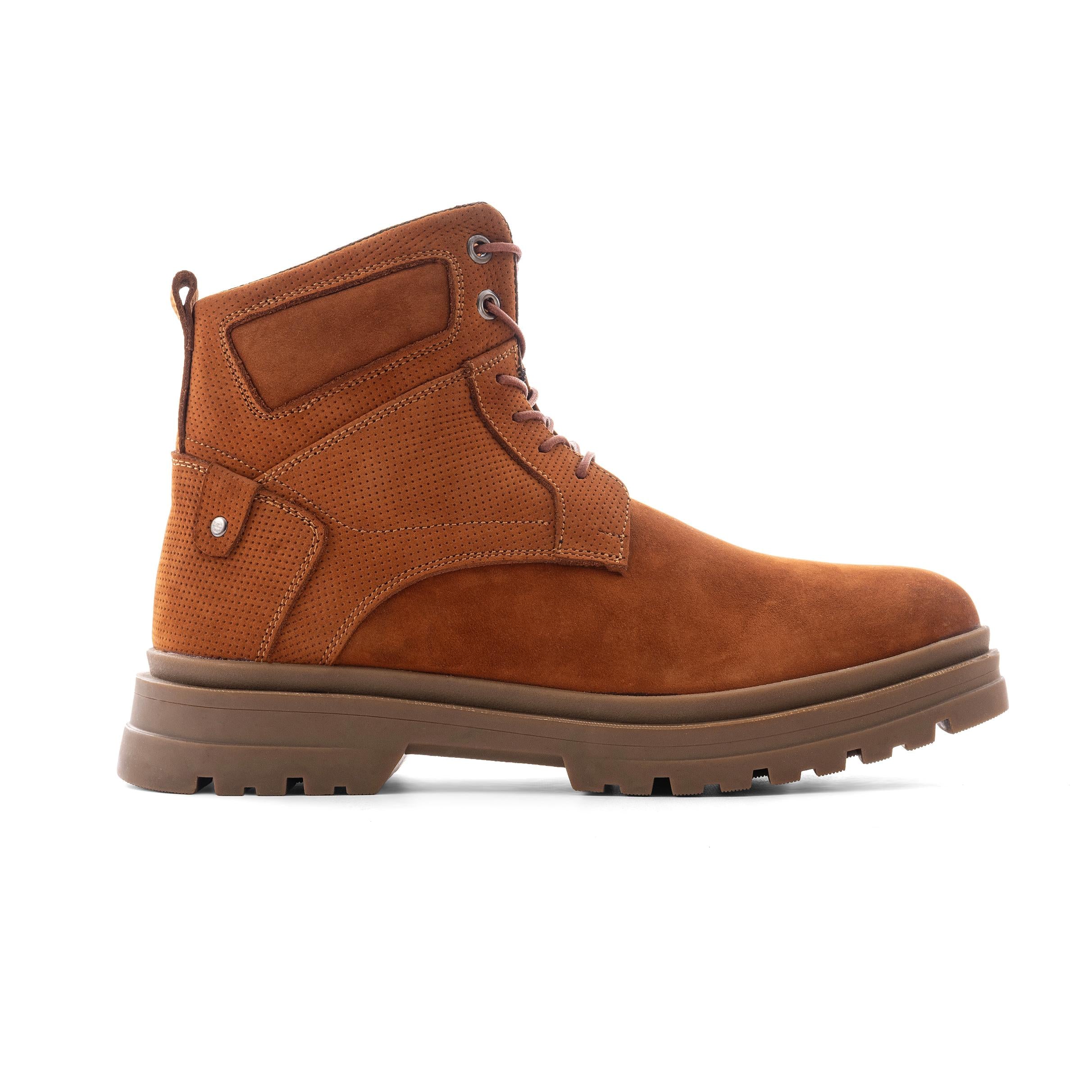 Black Chunky Lace-Up Ankle Boots - Camel