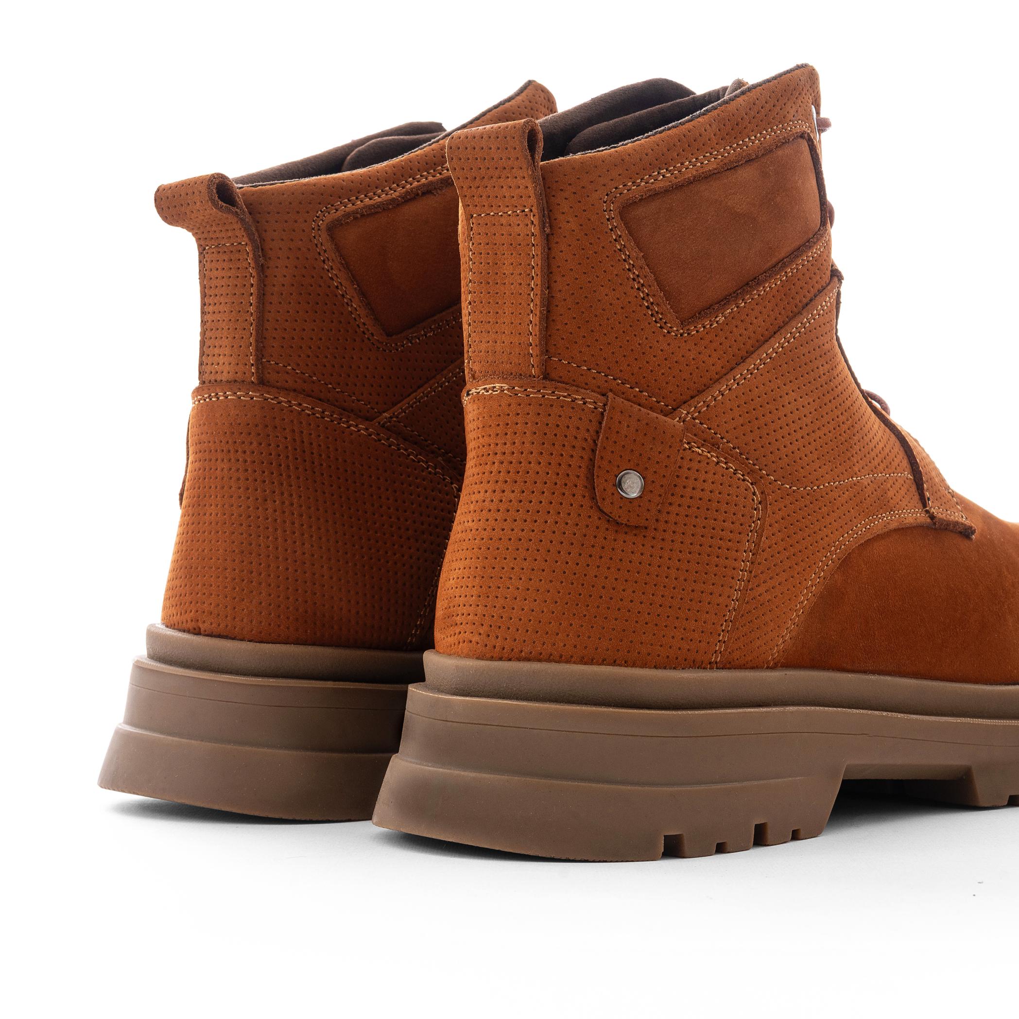 Black Chunky Lace-Up Ankle Boots - Camel