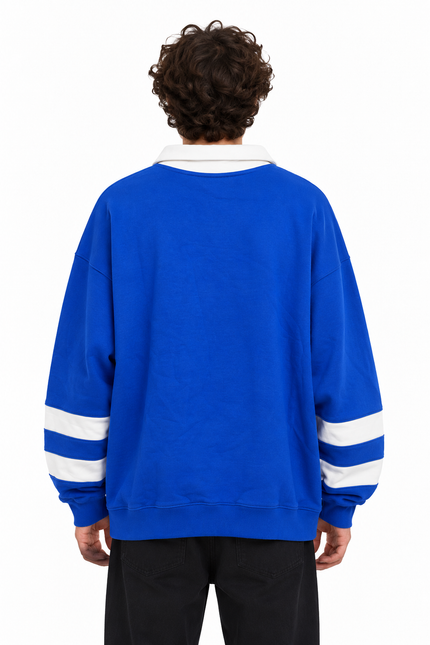 CATCH Blue Graphic Rugby Sweatshirt – Royal Blue & White