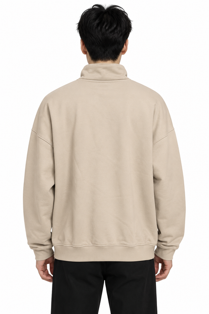 Beige Quarter-Zip Oversized Sweatshirt – Number 1