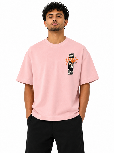 Urban Sketch Box Fit T-Shirt  Pink