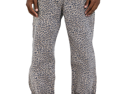 Vintage Leopard Print Straight Fit Jeans – Taupe