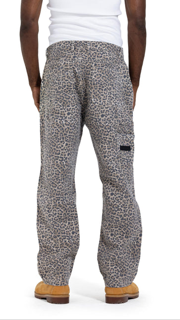Vintage Leopard Print Straight Fit Jeans – Taupe