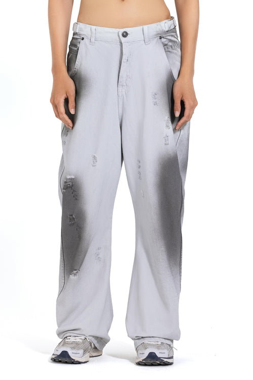 Distressed Wide Leg Denim Pants