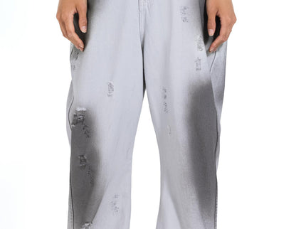 Distressed Wide Leg Denim Pants