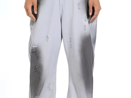 Distressed Wide Leg Denim Pants
