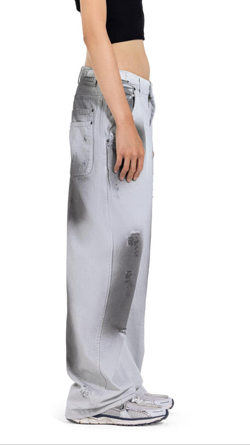Distressed Wide Leg Denim Pants