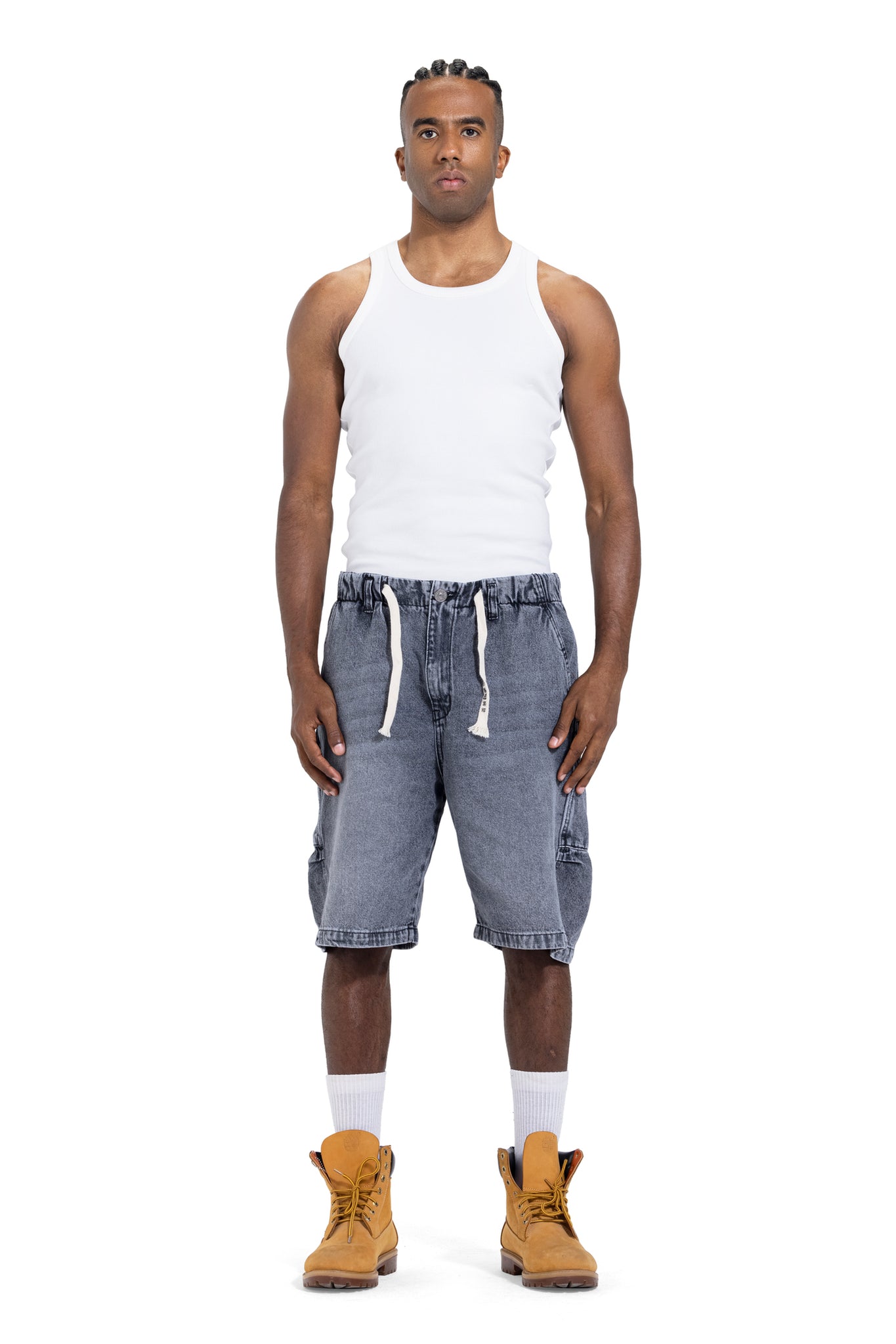 Washed Drawstring Cargo Jorts