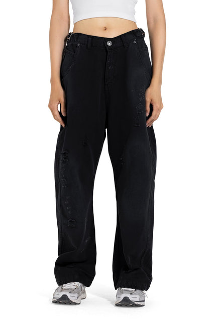 Distressed Wide Leg Denim Pants