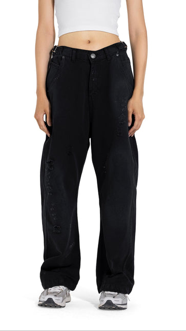 Distressed Wide Leg Denim Pants