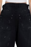 Distressed Wide Leg Denim Pants