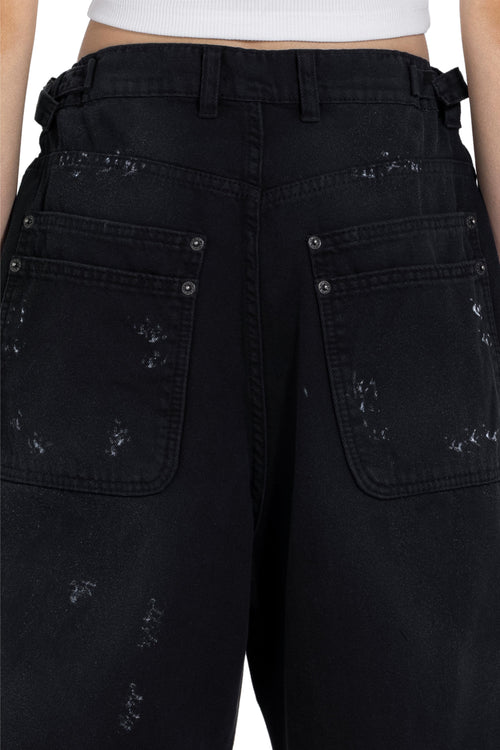 Distressed Wide Leg Denim Pants