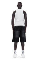 Asymmetric Cargo Denim Shorts