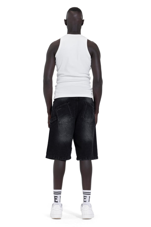 Asymmetric Cargo Denim Shorts