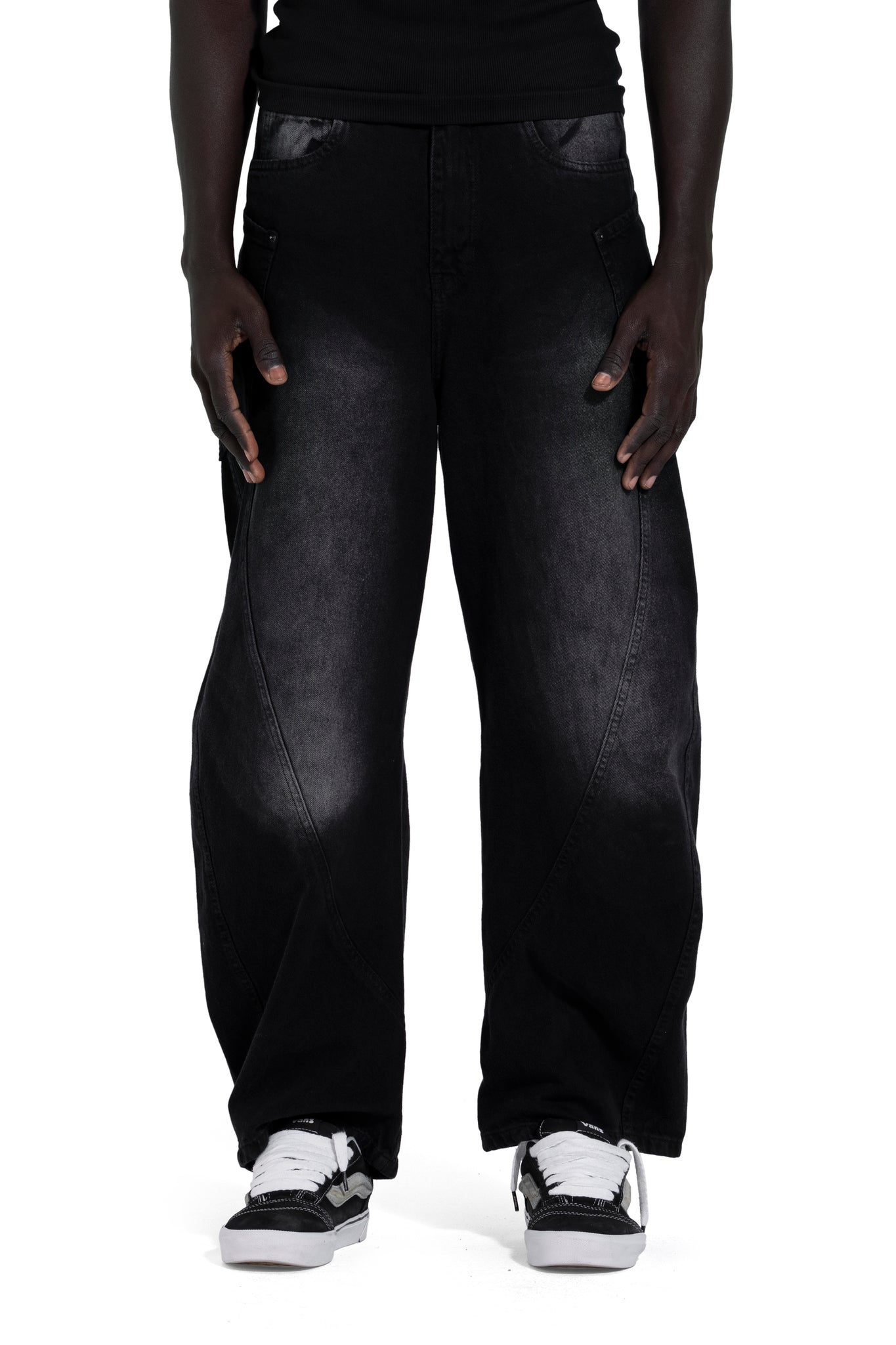 Lined Jeans In Dark Black