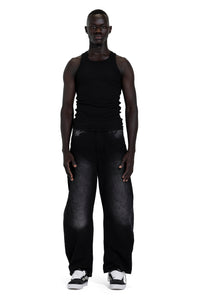 Lined Jeans In Dark Black