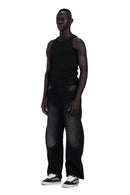 Lined Jeans In Dark Black