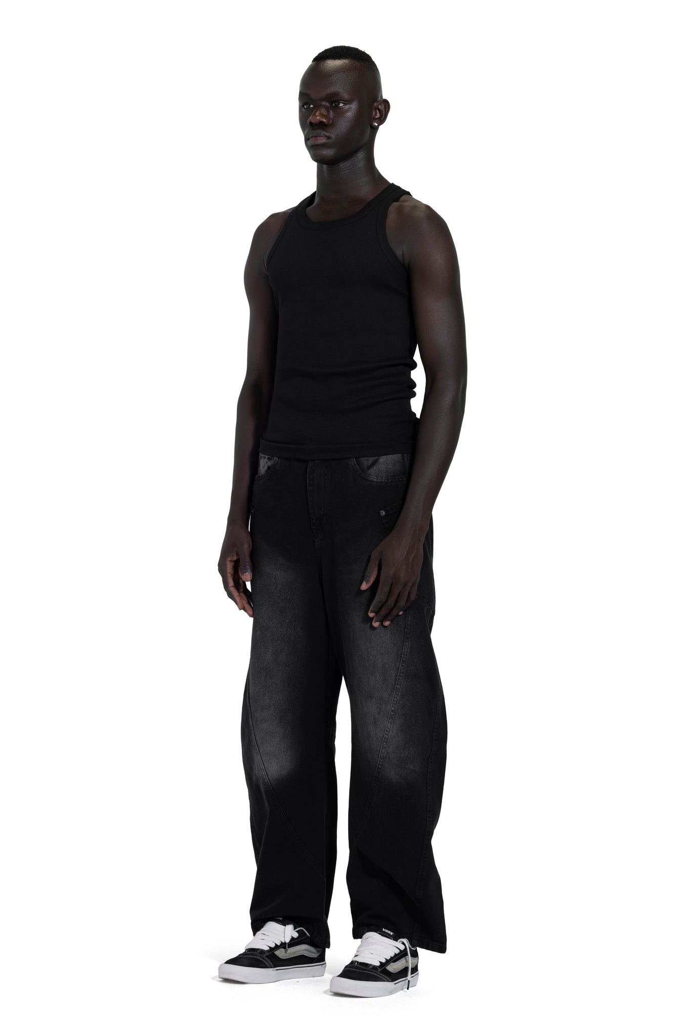 Lined Jeans In Dark Black