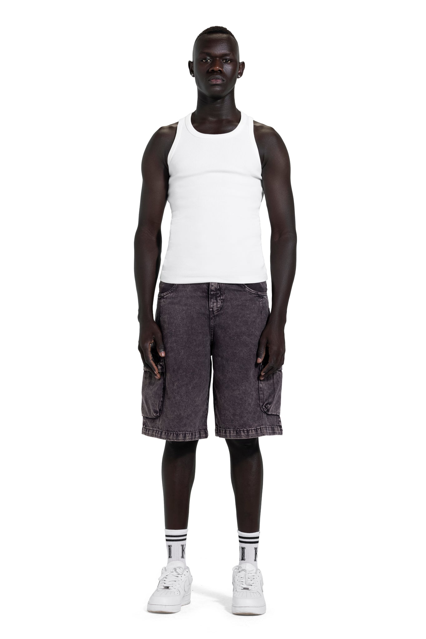 Cargo Short Jeans In Dark Grey