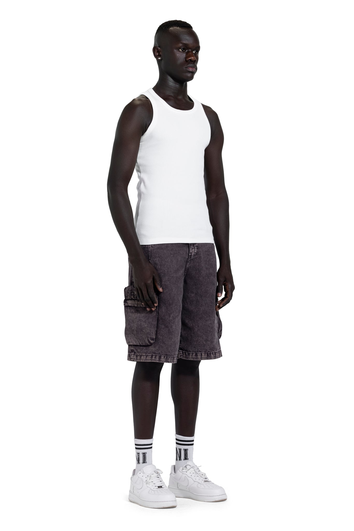 Cargo Short Jeans In Dark Grey