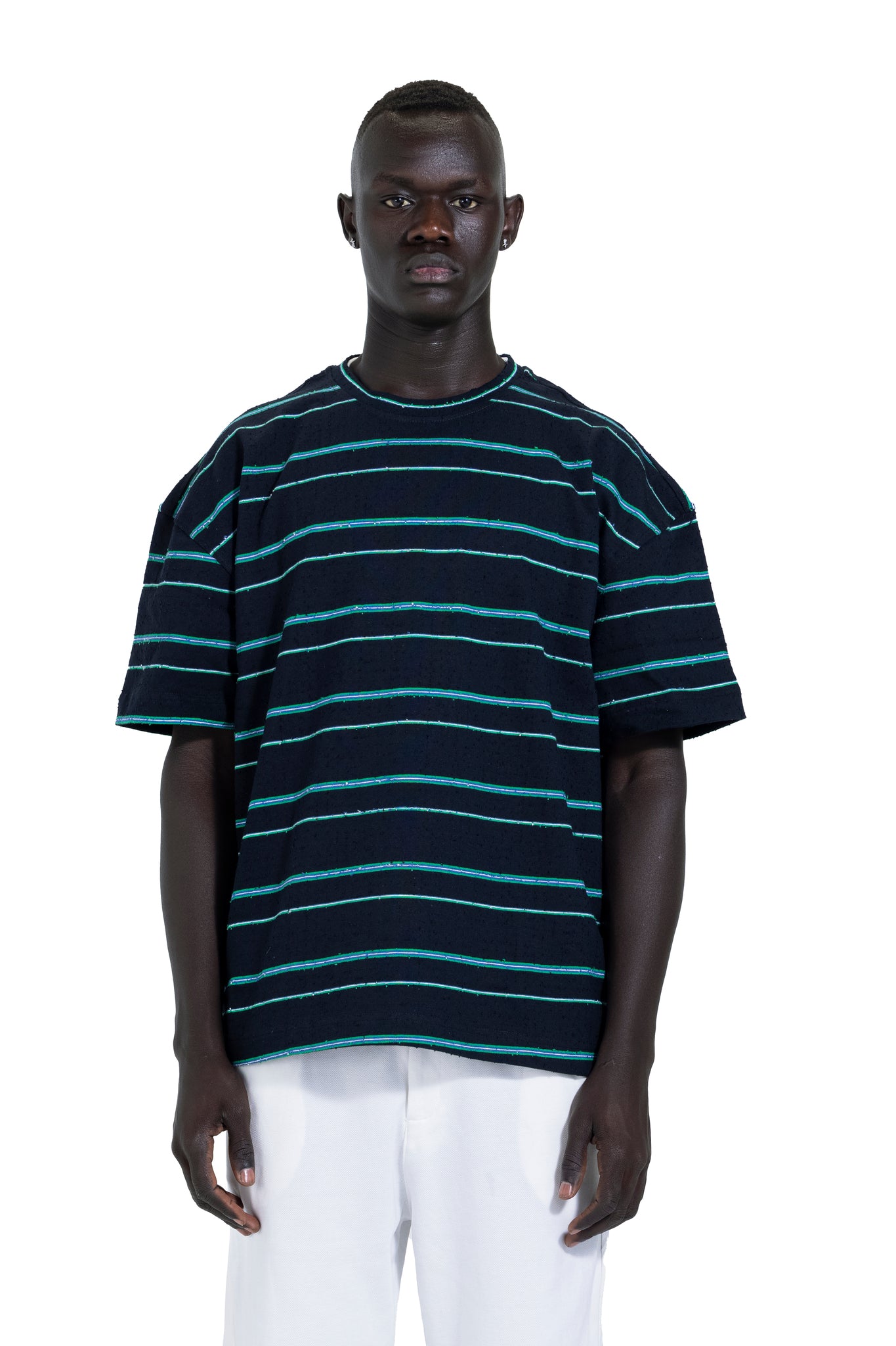 Striped Oversized T-Shirt In Dark Blue
