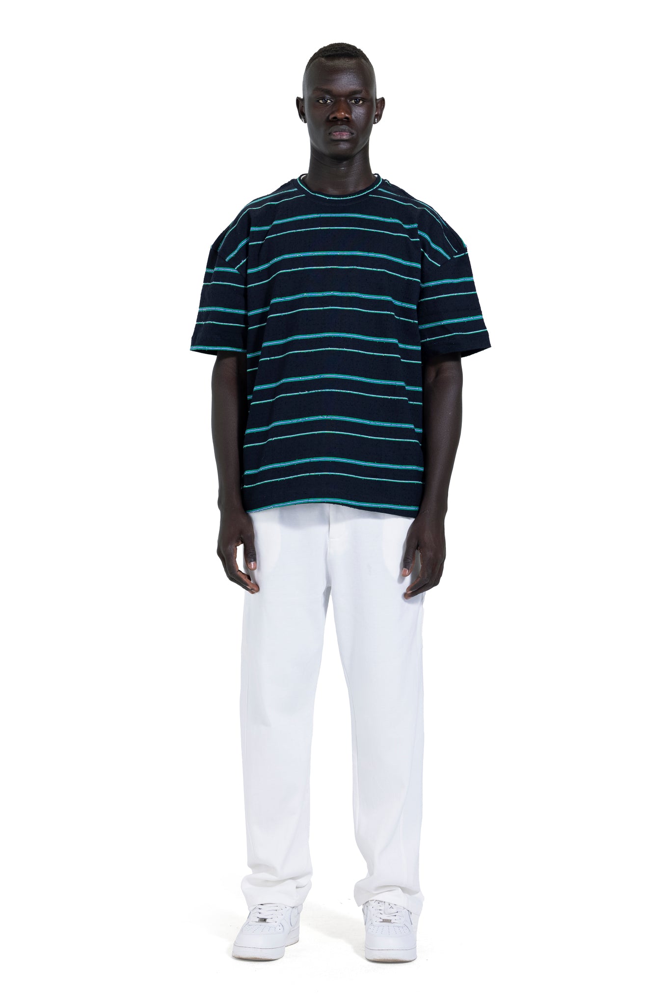 Striped Oversized T-Shirt In Dark Blue