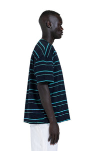 Striped Oversized T-Shirt In Dark Blue