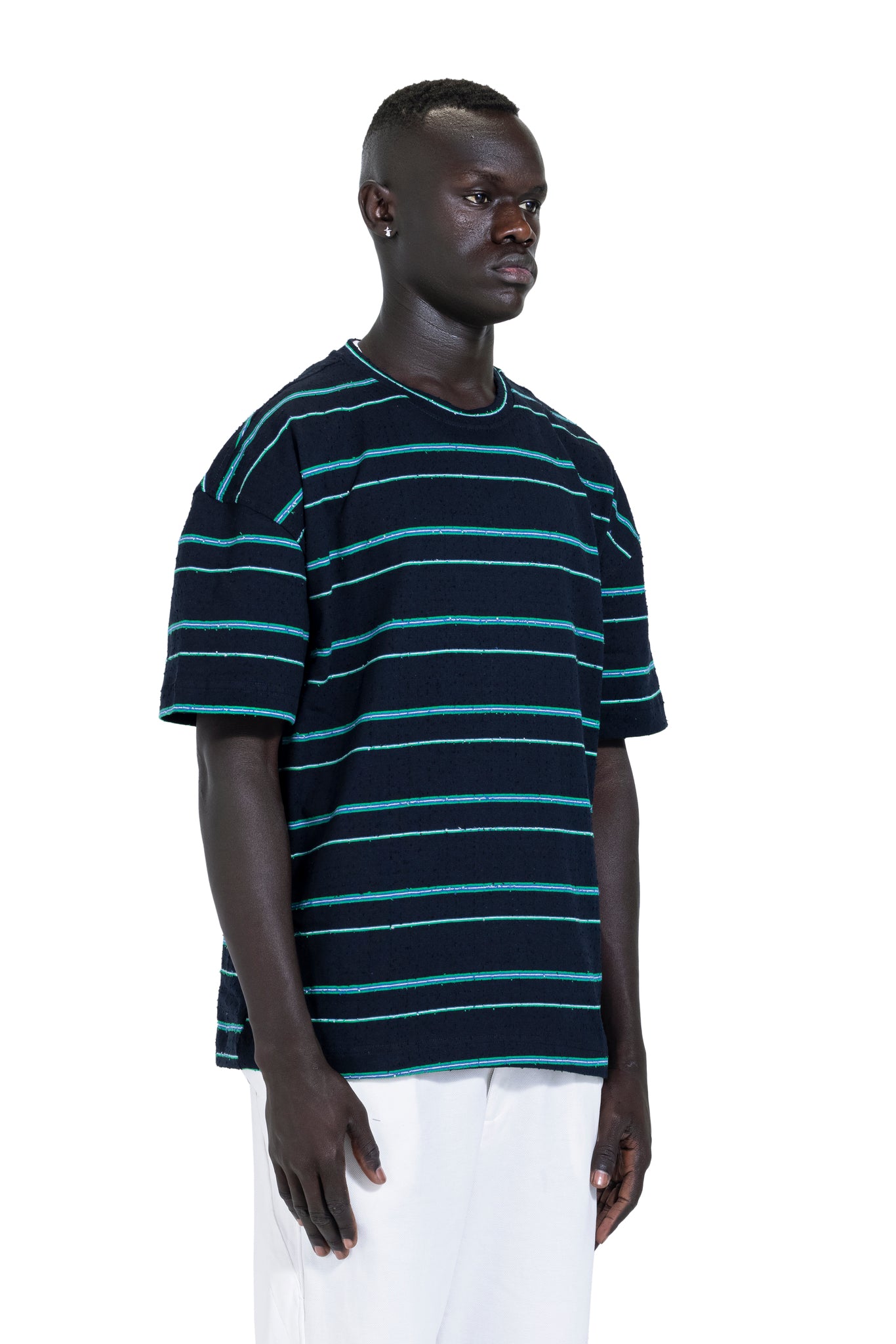Striped Oversized T-Shirt In Dark Blue