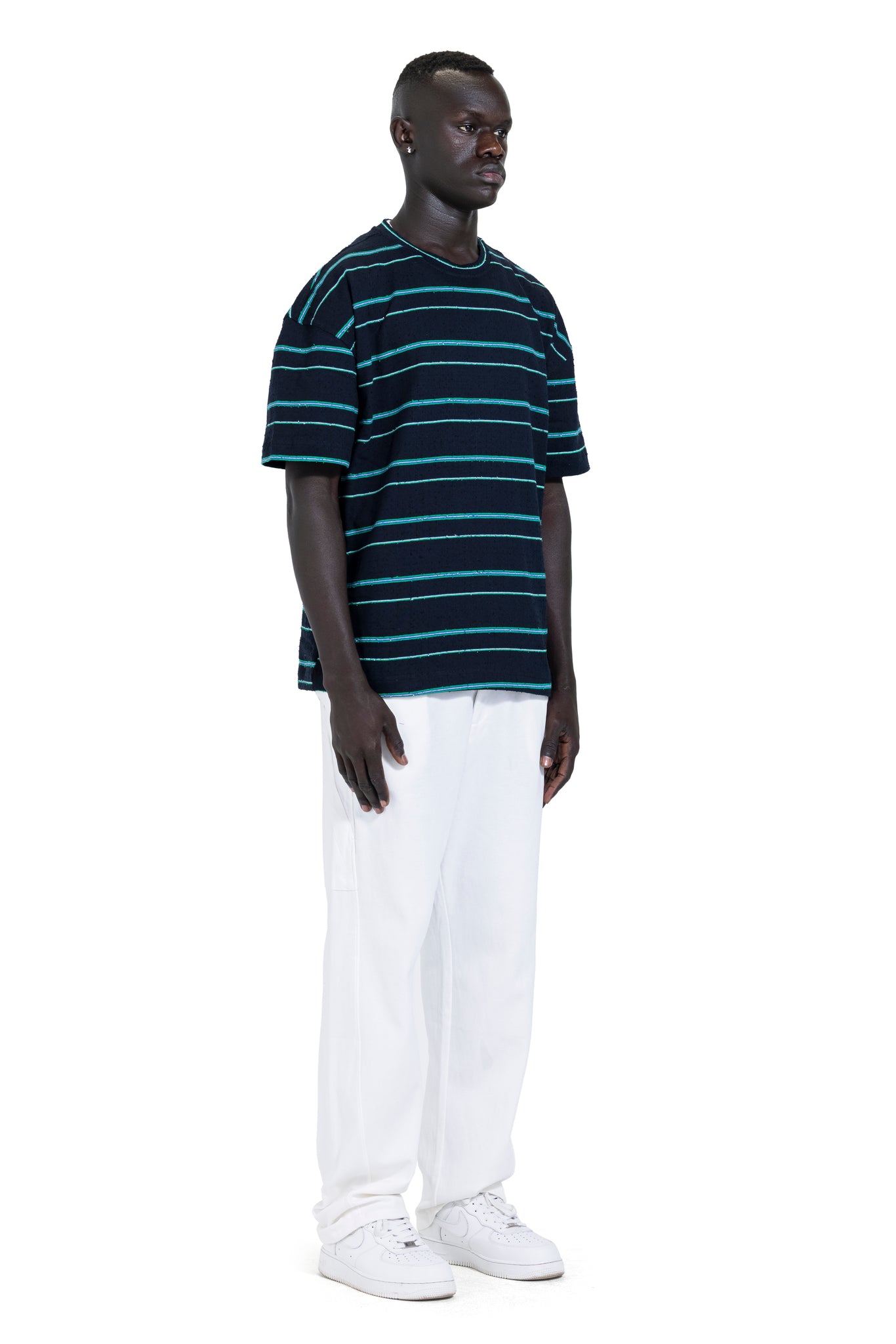 Striped Oversized T-Shirt In Dark Blue